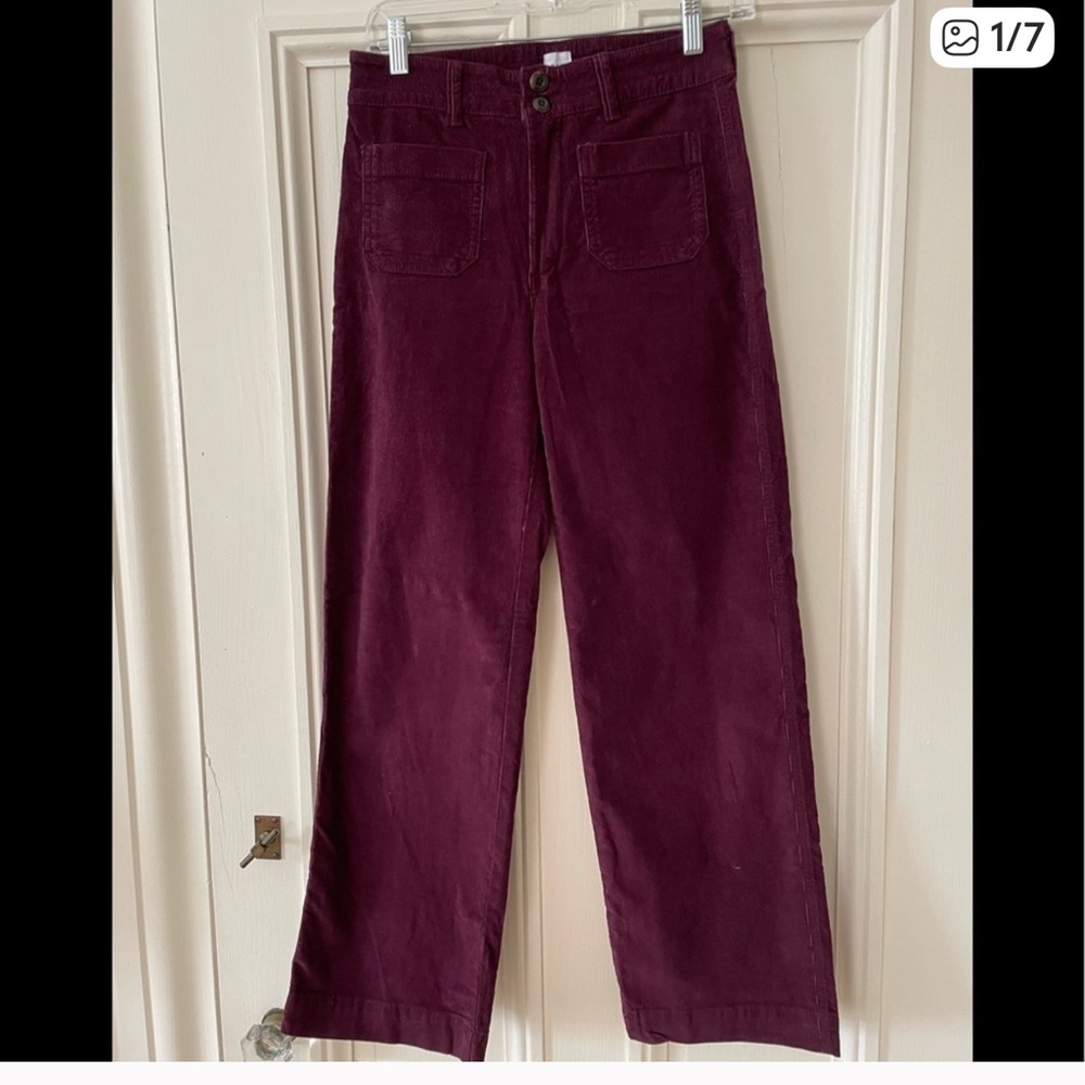 GAP Hi-Rise Wide Leg Corduroy Patch Pockets Merlot/Purple Pants, Size 16